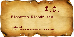 Planetta Dionízia névjegykártya